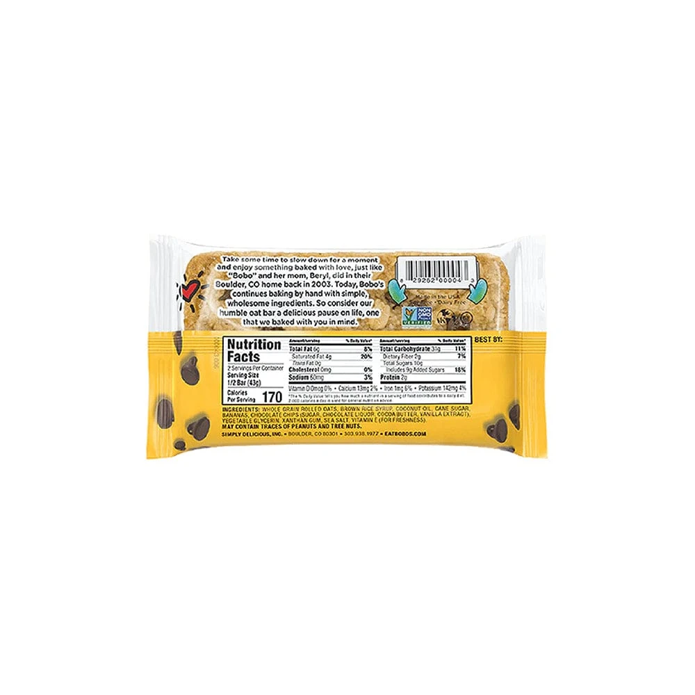 Bobos Oat Bars Banana Chocolate Chip 2 Bobos Oat Bars Banana Chocolate Chip - Image 2