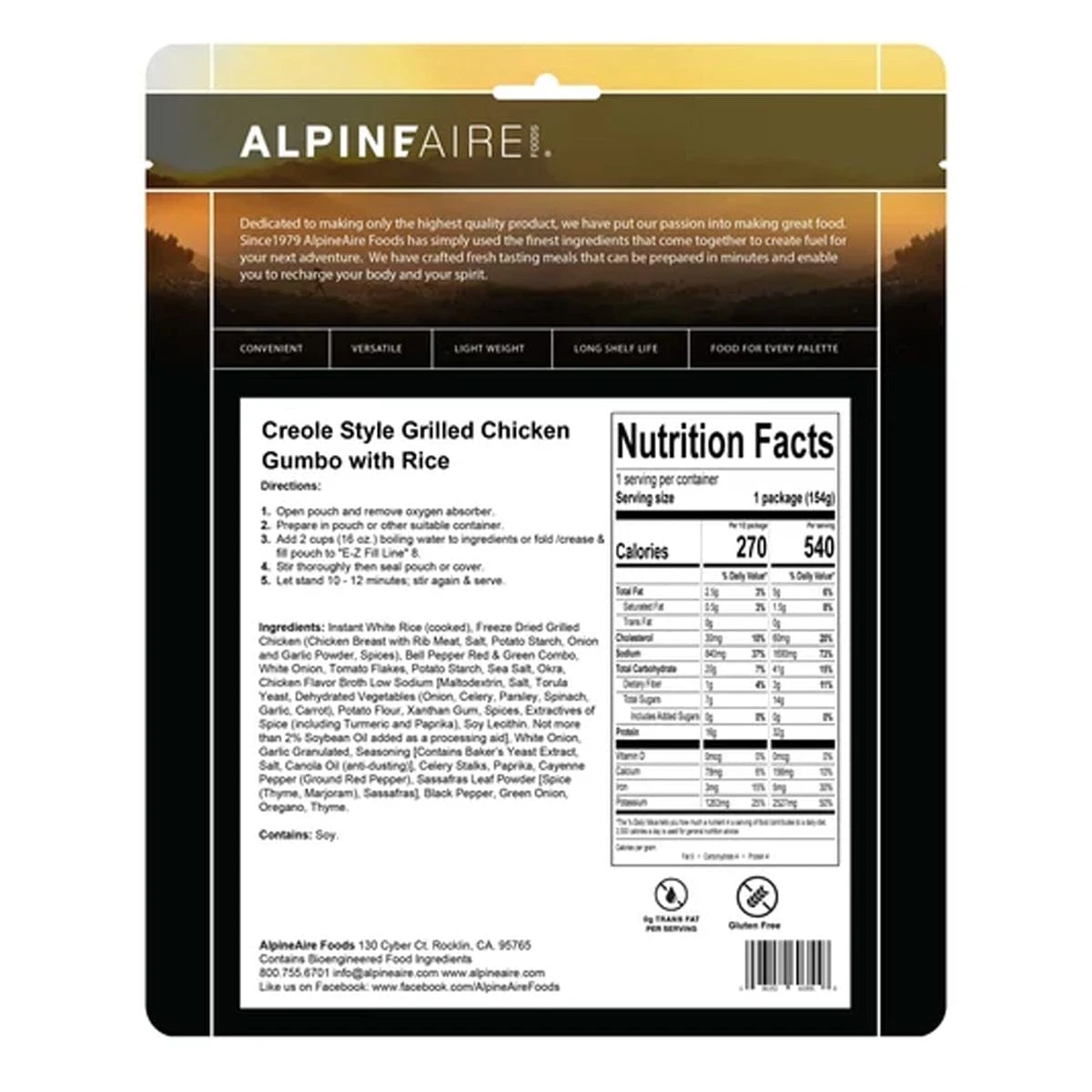 AlpineAire Creole Grilled Chicken Gumbo With Rice 2 AlpineAire Creole Grilled Chicken Gumbo With Rice - Image 2