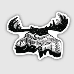 Moose Head Scene Sticker