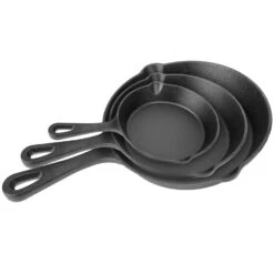 3Pcs Pre-Seasoned Cast Iron Skillet Set 6/8/10in Non-Stick By Blak Hom