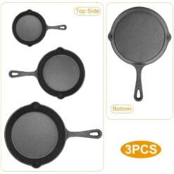 3Pcs Pre-Seasoned Cast Iron Skillet Set 6/8/10in Non-Stick By Blak Hom -Coghlan's Store dspic c1d435d2 d136 47f7 bd0c b33e855f5854